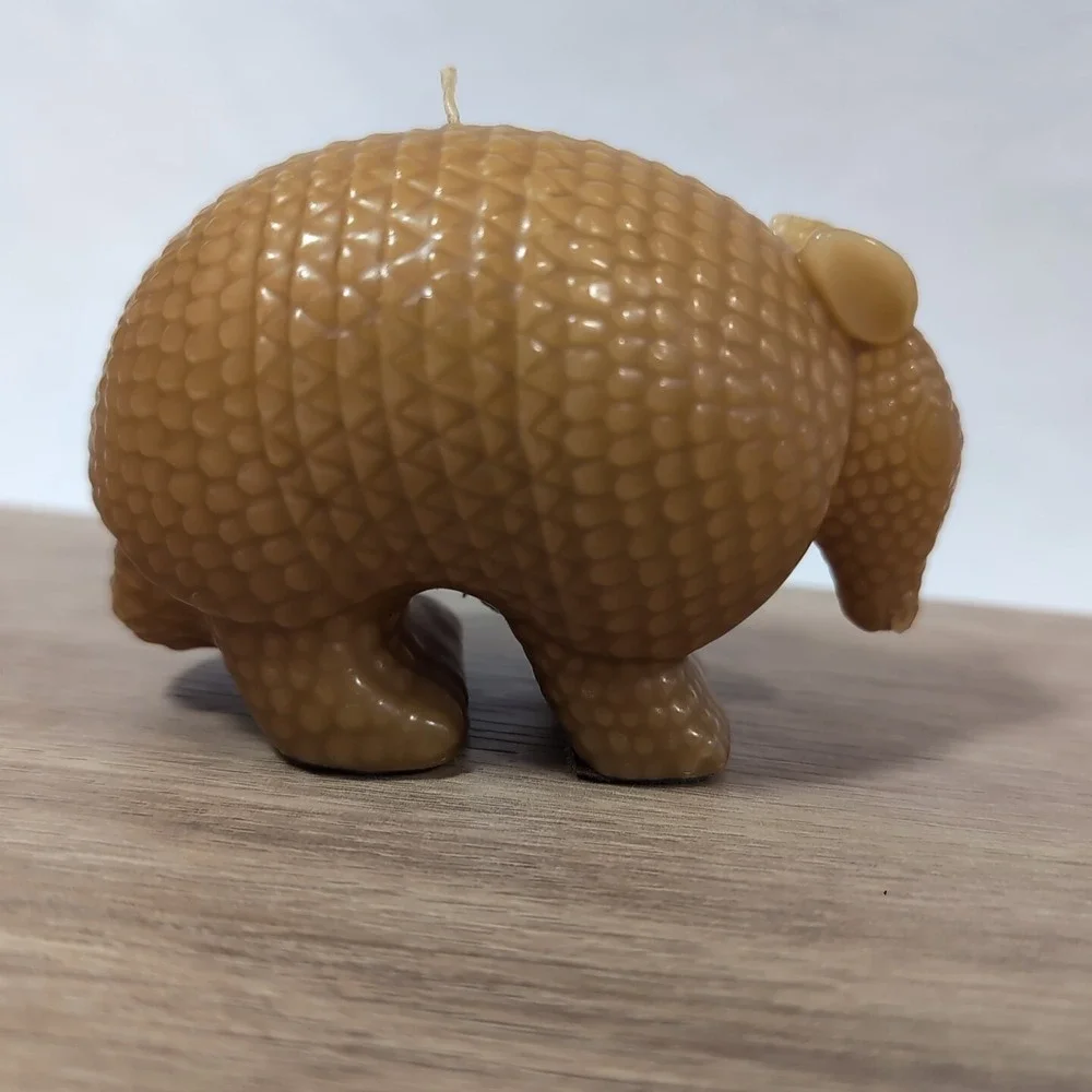 Vintage Candleign Armadillo Candle Houston TX Textured Wax Figurine Southwestern